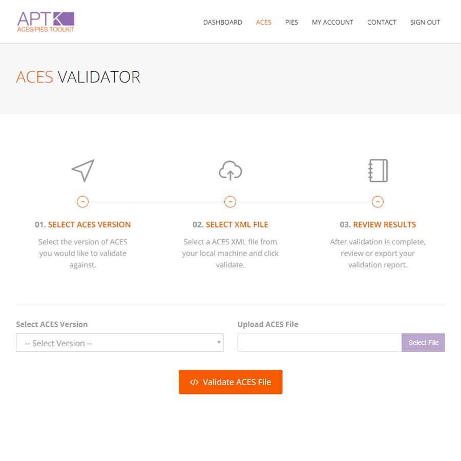 SaaS Website - Account ACES Validation Page